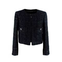 Chanel Black Tweed Cropped Jacket For Sale at 1stDibs  chanel black tweed  jacket, black cropped tweed jacket, tweed crop jacket