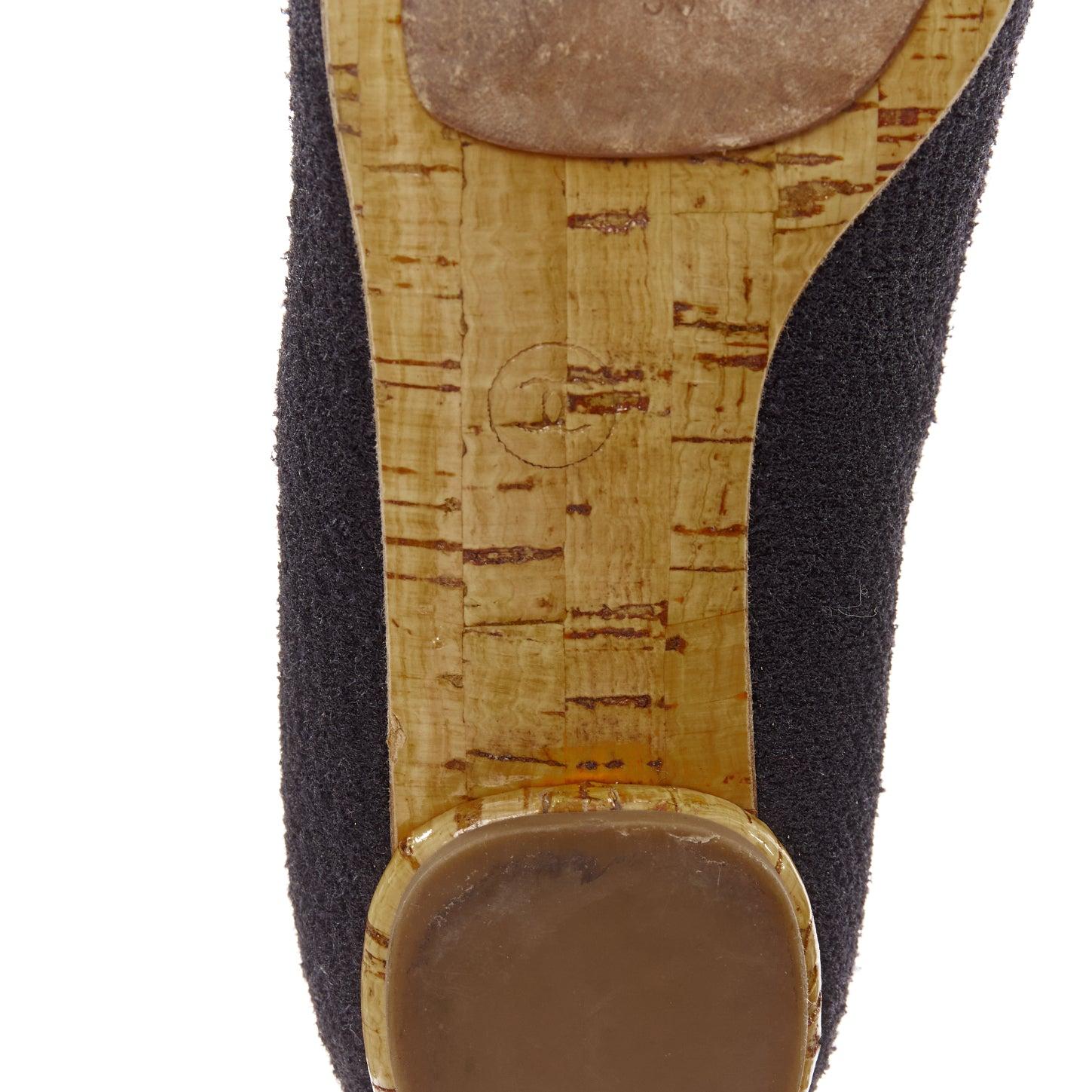 CHANEL tweed noir cristal CC logo embelli bout rond chaussures plates EU35 en vente 5