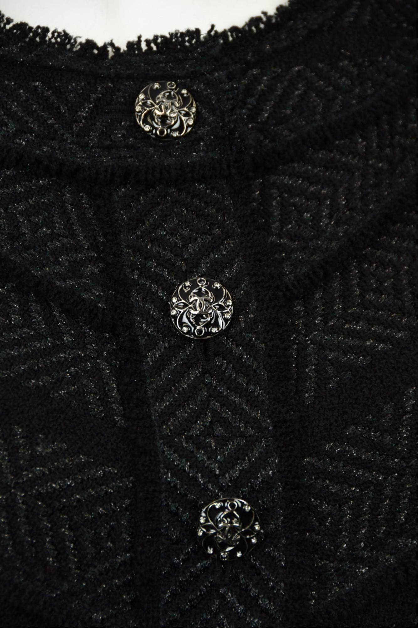 Chanel Black Tweed Dress with CC Belt seen on Selena Gomez  Size 6 US For Sale 2