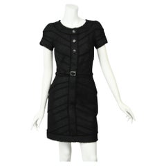 Chanel Black Tweed Dress with CC Belt seen on Selena Gomez  Size 6 US