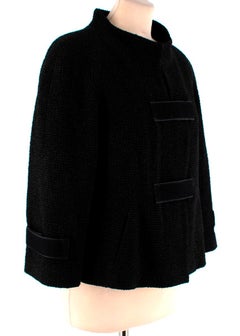 Chanel Black Tweed High Collar Jacket - Size US 8