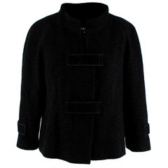 Chanel Black Tweed High Collar Jacket - Size US 8