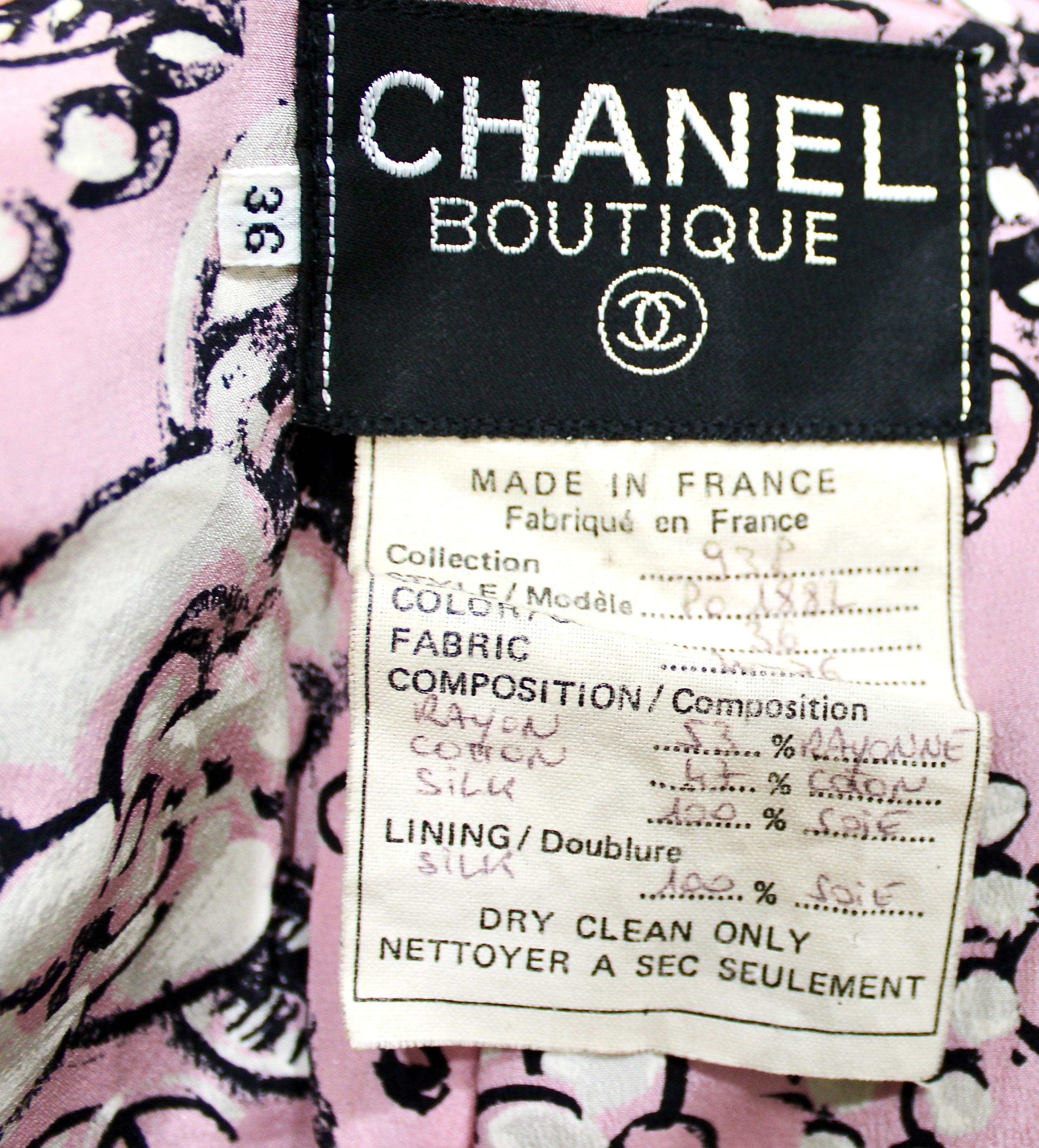 Chanel Black Tweed Houndstooth & Pink Print Jacket & Skirt Suit Set 1993 For Sale 6