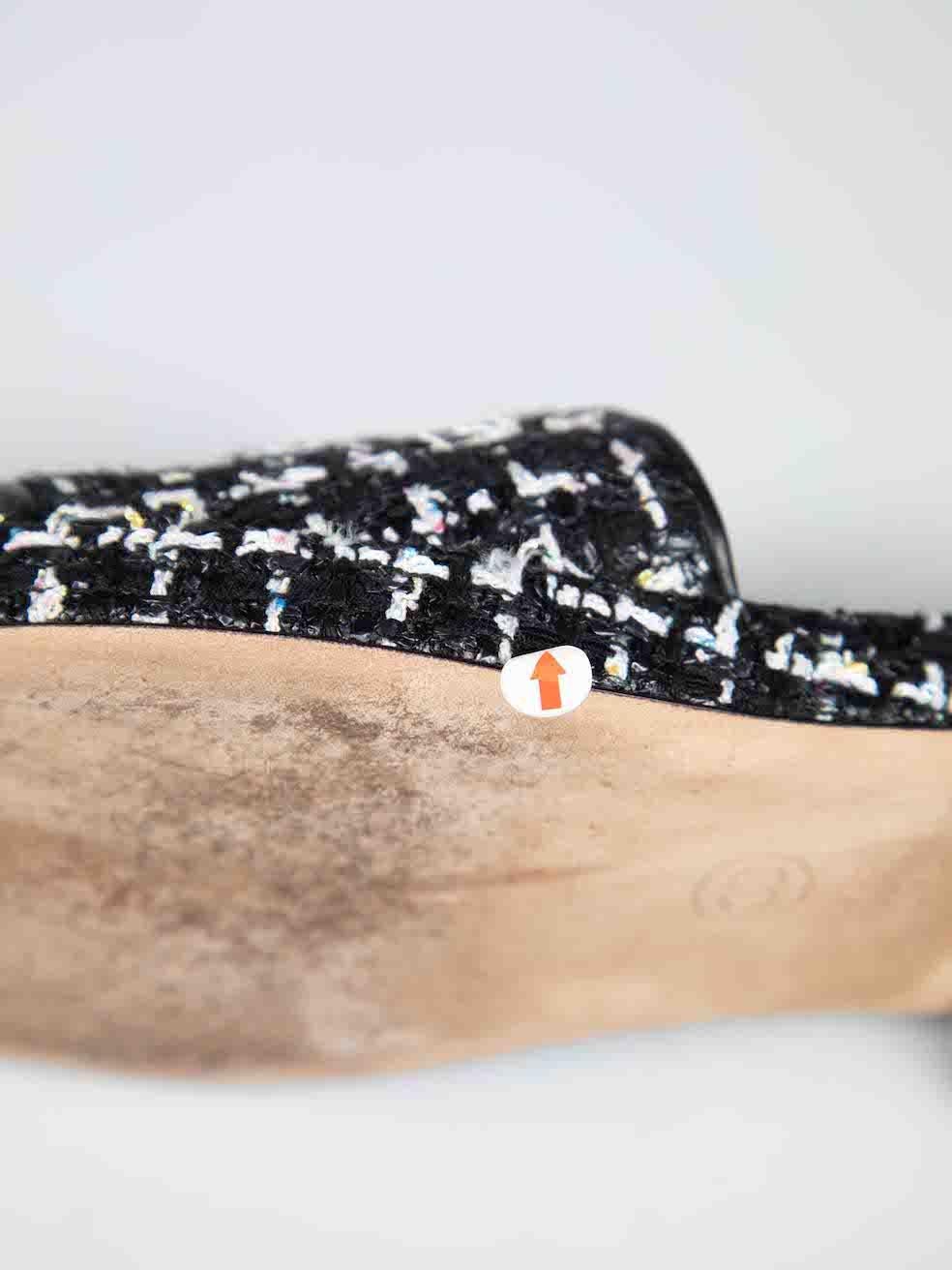 Chanel Black Tweed Interlocking CC Slides Size IT 37 1