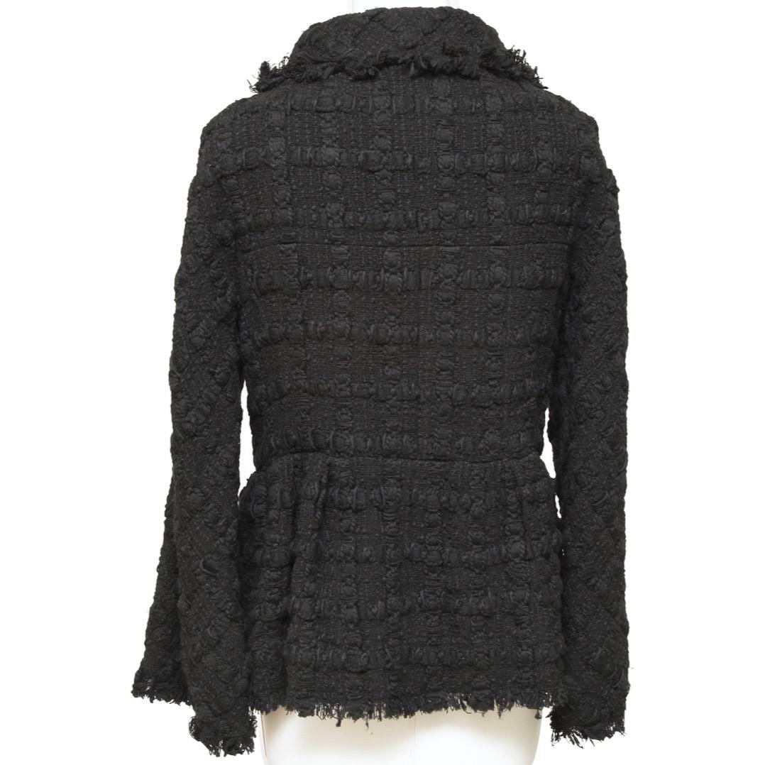 Women's CHANEL Tweed Black Jacket Blazer Buttons Long Sleeve Pockets Sz 40 2011 11A