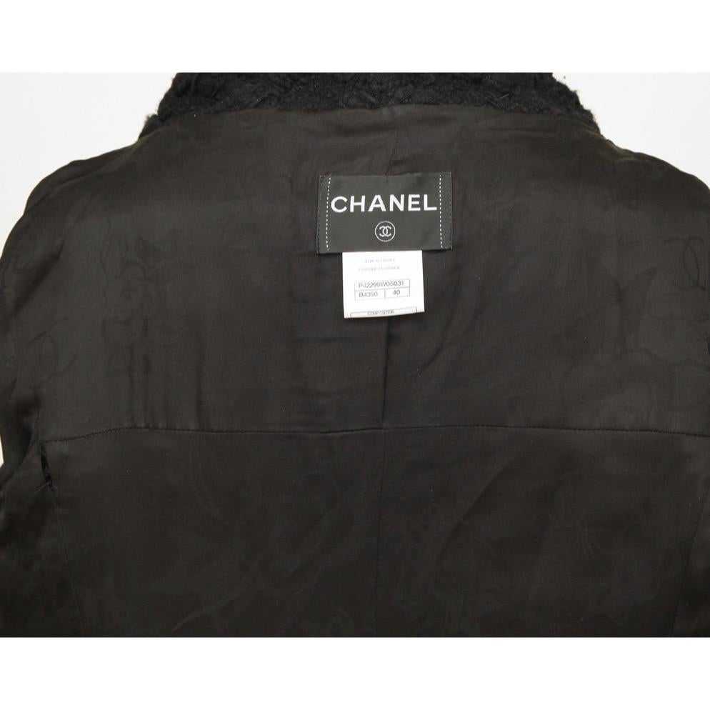 CHANEL Tweed Black Jacket Blazer Buttons Long Sleeve Pockets Sz 40 2011 11A 1