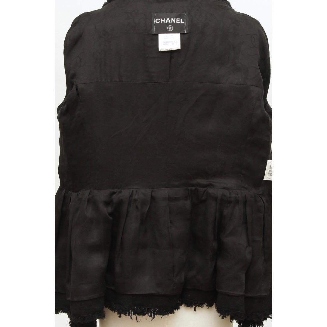 CHANEL Tweed Black Jacket Blazer Buttons Long Sleeve Pockets Sz 40 2011 11A 4