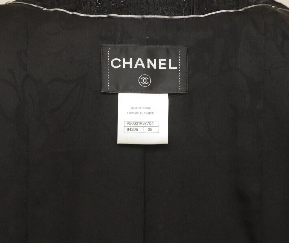 CHANEL Black Tweed Jacket Fantasy Hook Eye Pocket Gunmetal Dubai sz38 $6750 NWOT 3