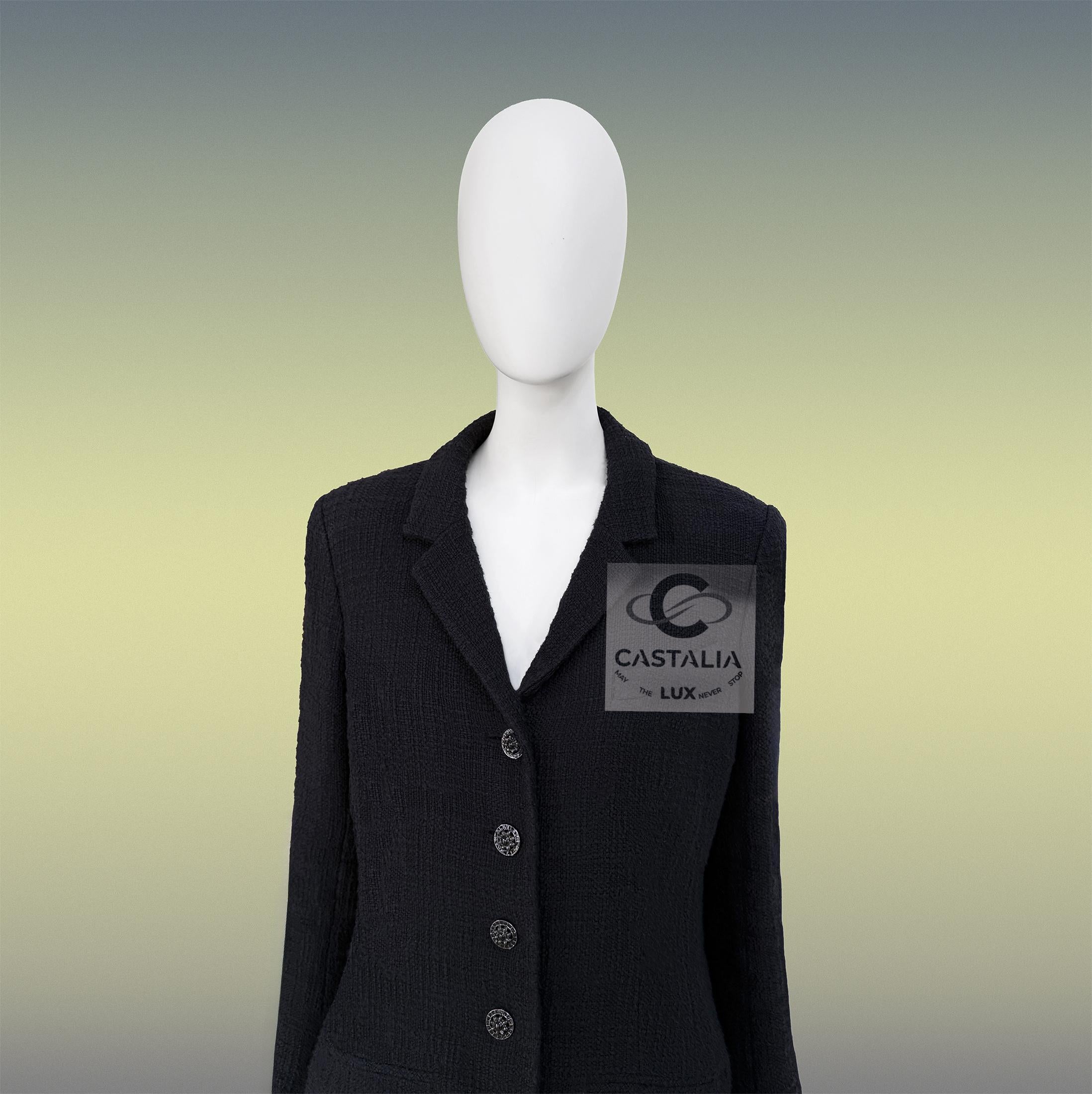 Chanel Black Tweed Jacket  Paris / BOMBAY Collection 42 FR For Sale 6