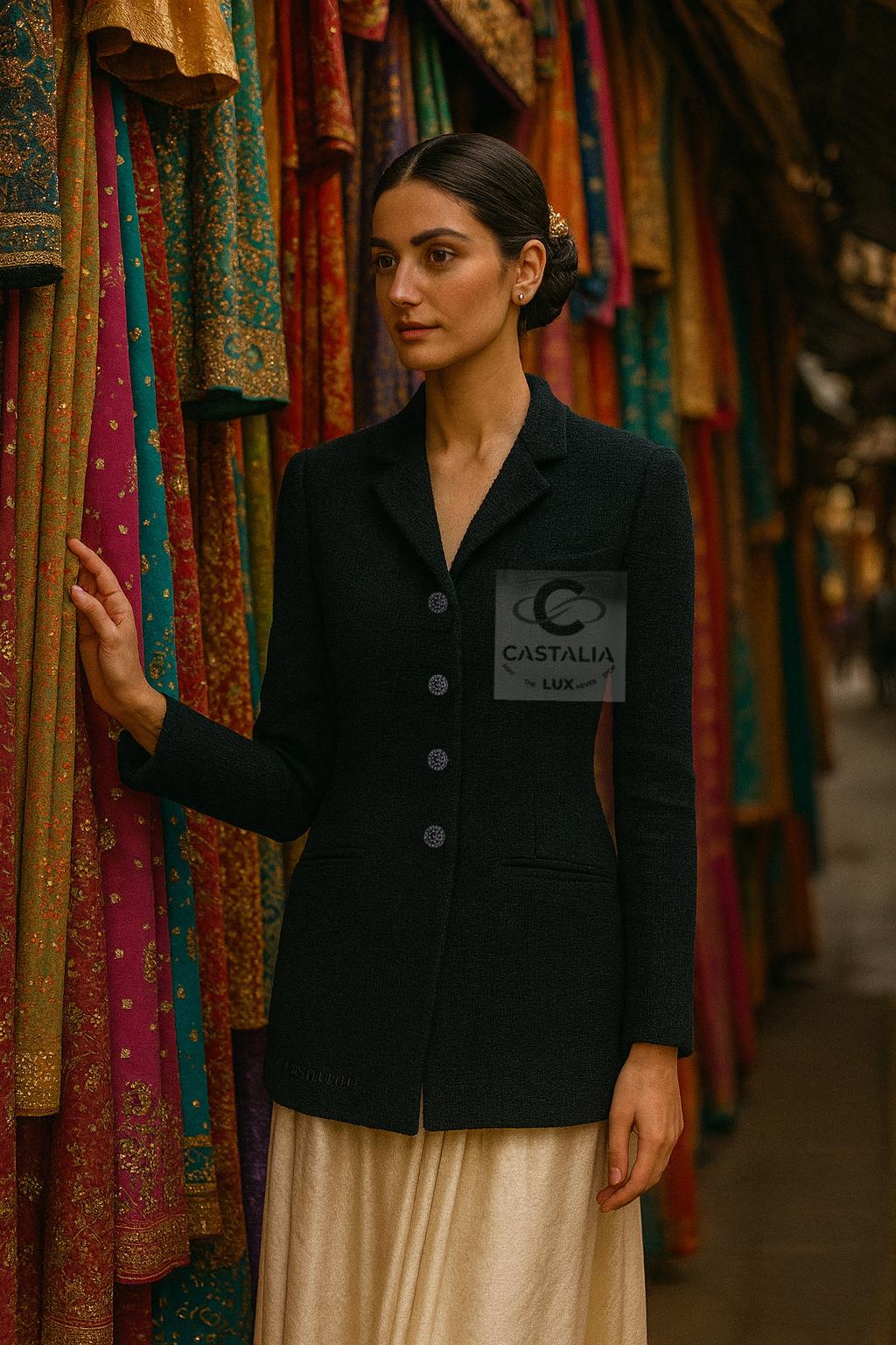 Chanel Black Tweed Jacket  Paris / BOMBAY Collection 42 FR For Sale 7
