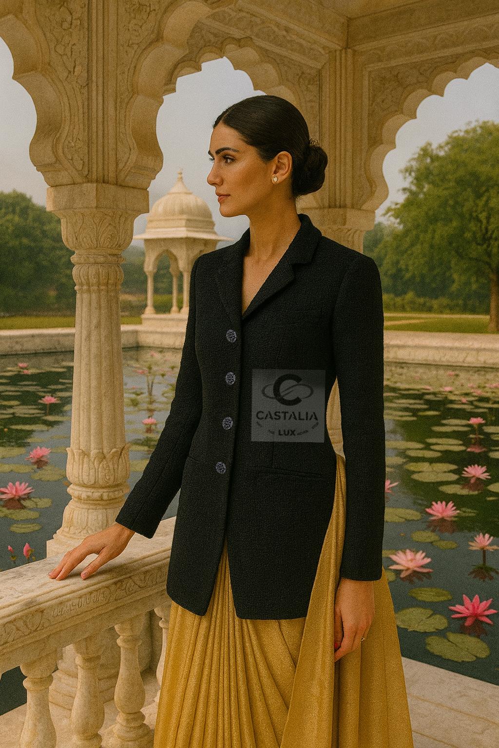 Chanel Black Tweed Jacket  Paris / BOMBAY Collection 42 FR For Sale 4
