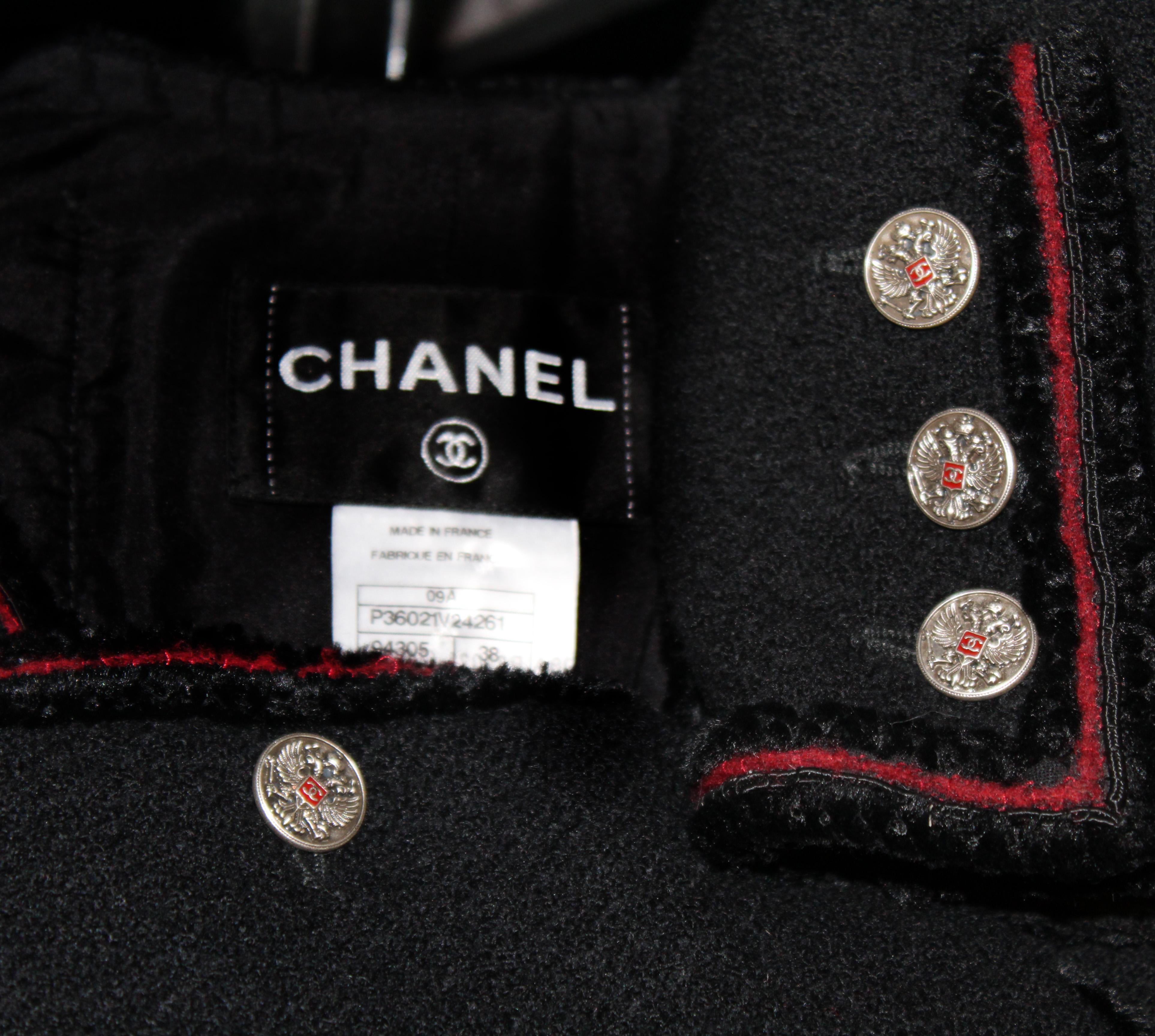 Chanel Black Tweed Jacket W/ Red Wool & Black Velvet Trim from Fall 2009 1
