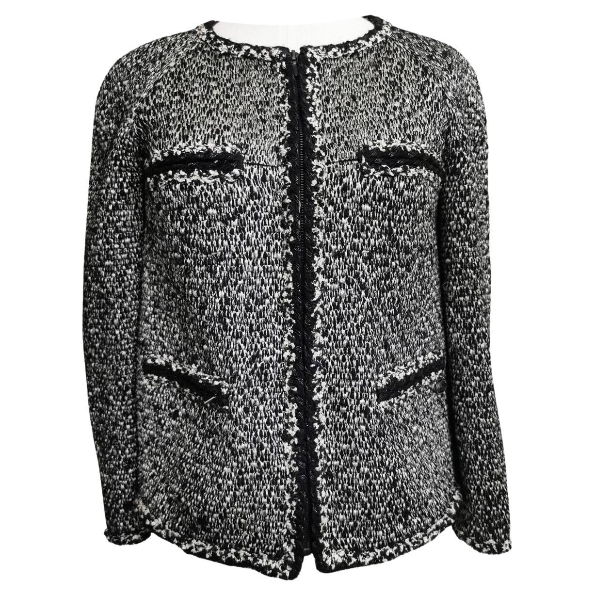 Chanel Black Tweed Jacket with Braided Trim