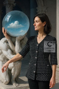 Chanel Black Tweed Jacket with Masterpiece Jewel Gripoix Buttons 38 FR