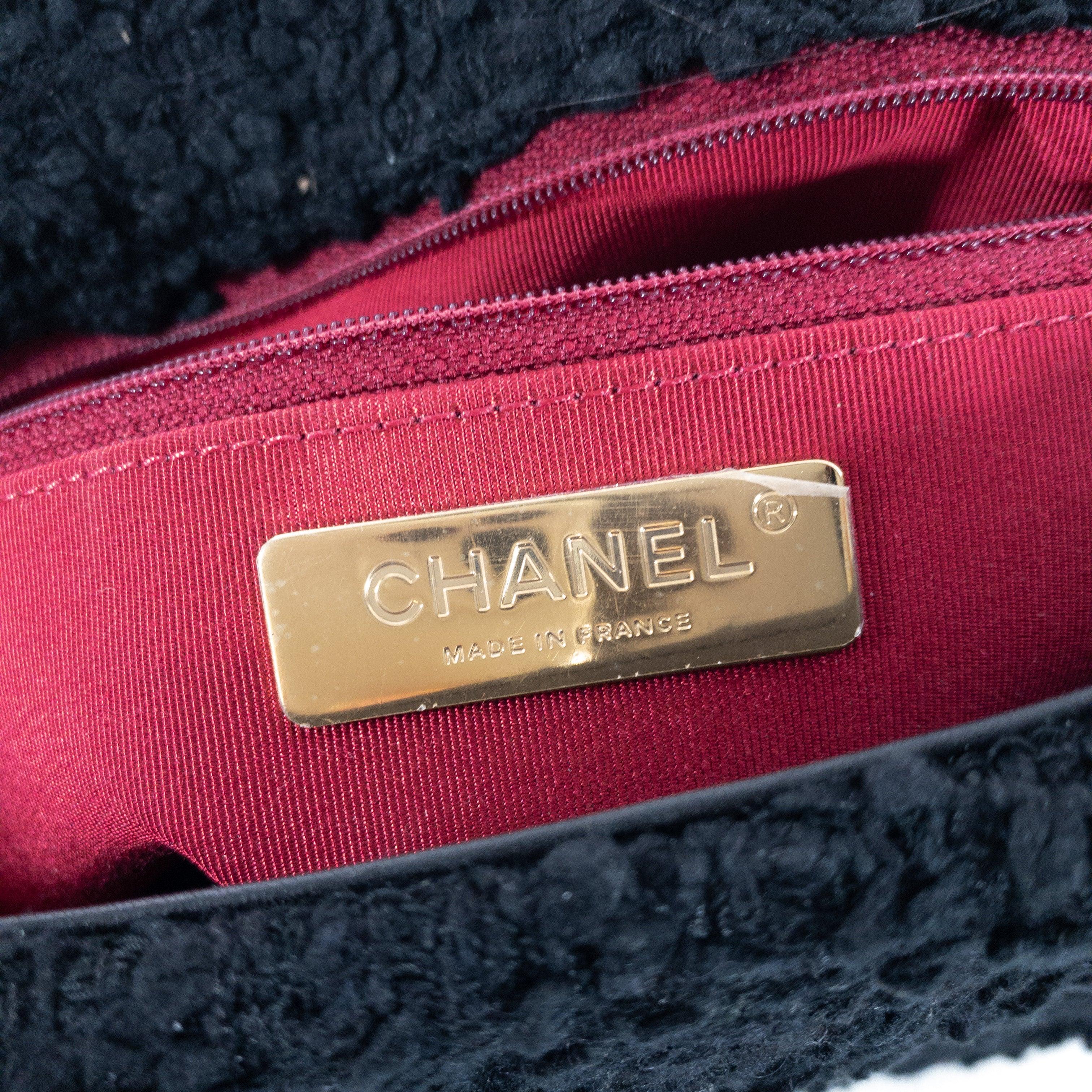 Chanel Schwarz Tweed Große 19 Klappe im Angebot 7