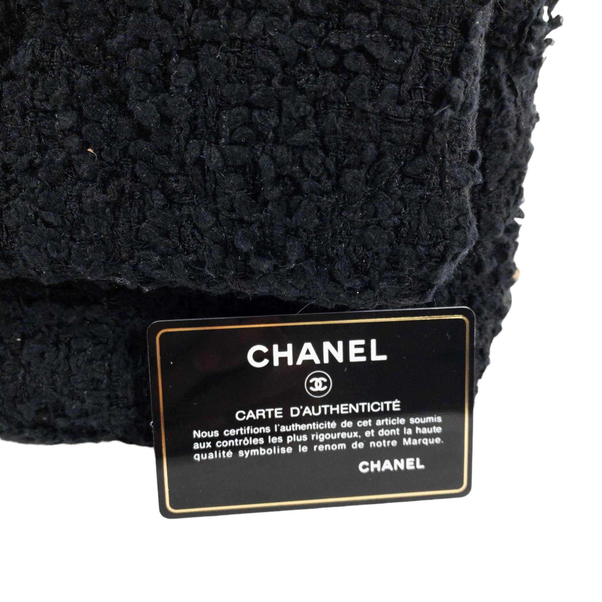 Chanel Black Tweed Large 19 Flap For Sale 9