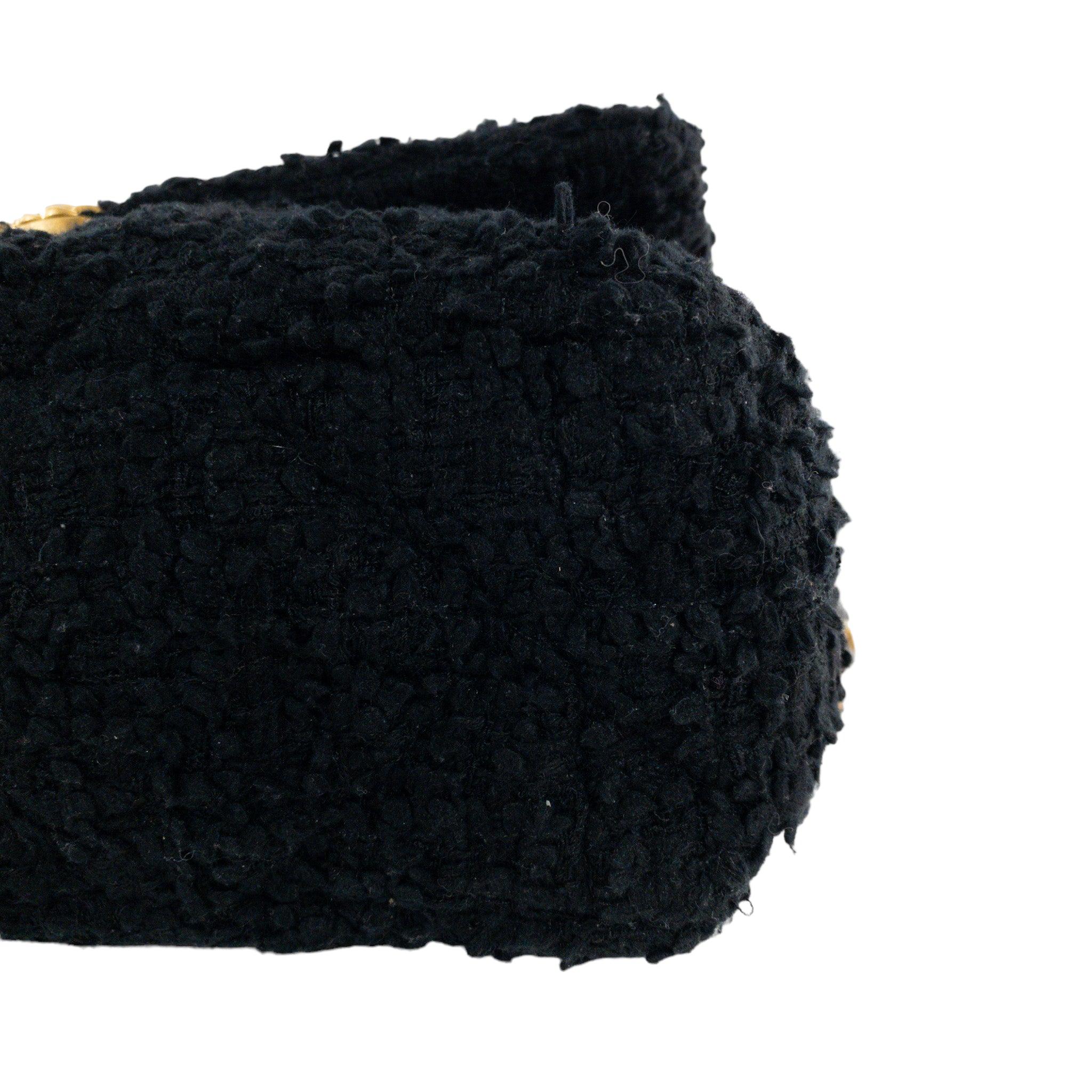 Chanel Black Tweed Large 19 Flap For Sale 3