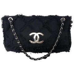 Chanel Black Tweed Large Bag