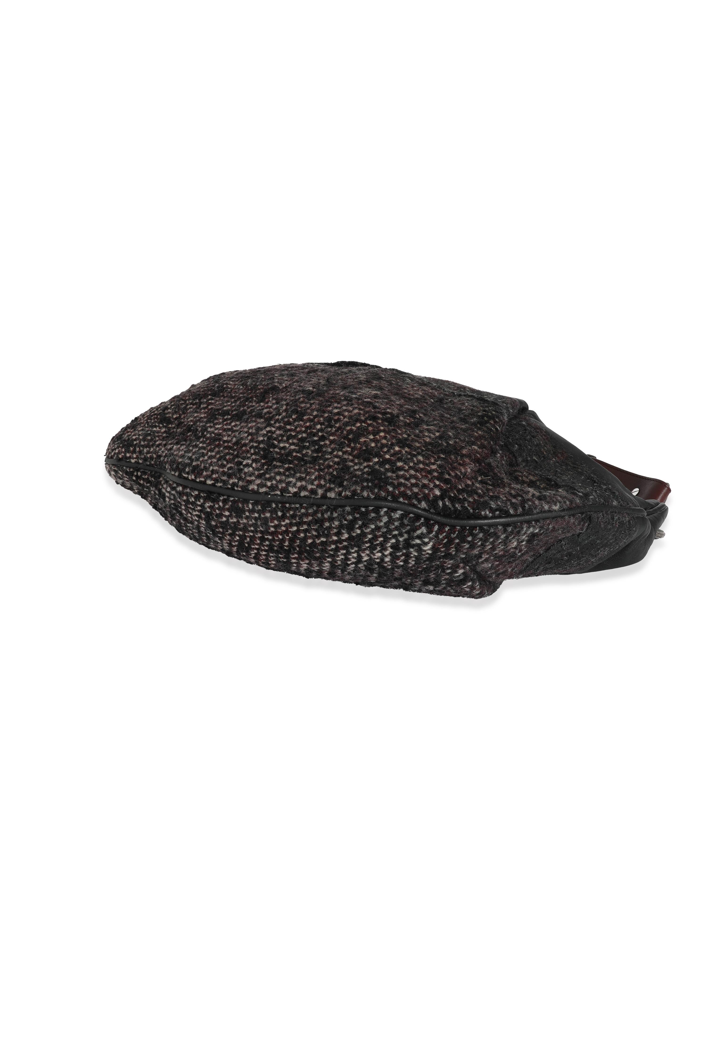 Chanel Black Tweed Leather Coco Pleats Hobo For Sale 1