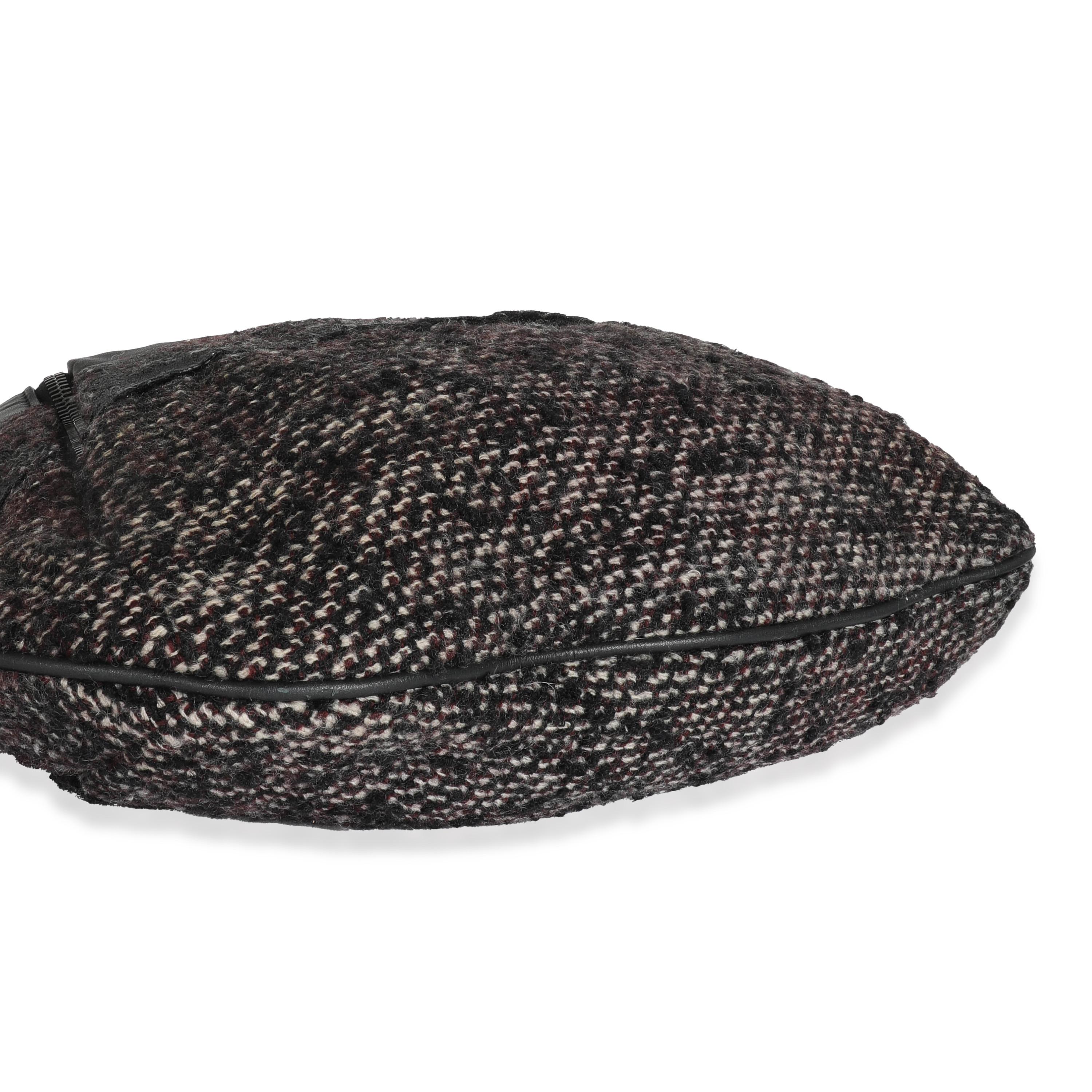 Chanel Black Tweed Leather Coco Pleats Hobo For Sale 2