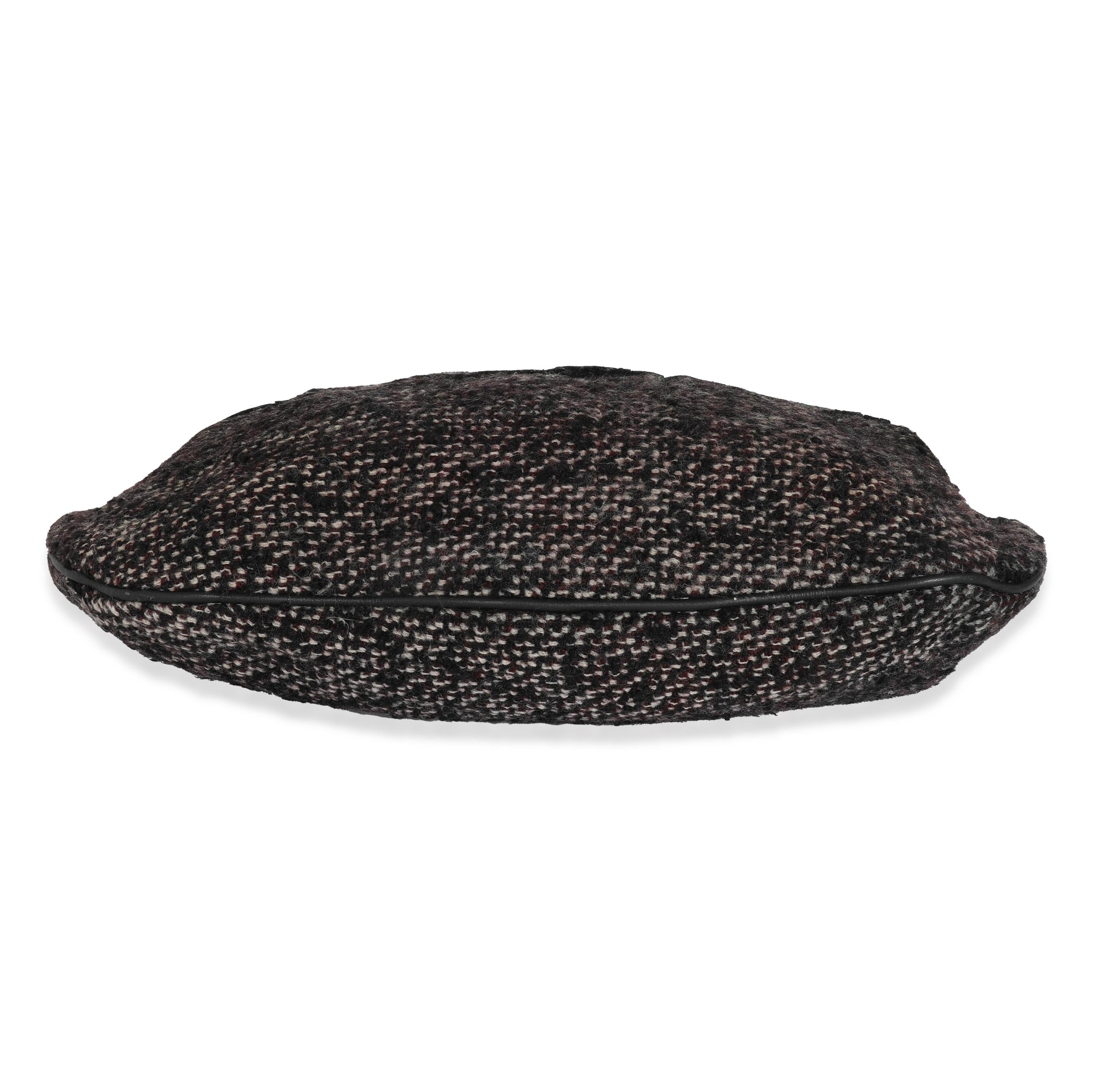 Chanel Black Tweed Leather Coco Pleats Hobo For Sale 3