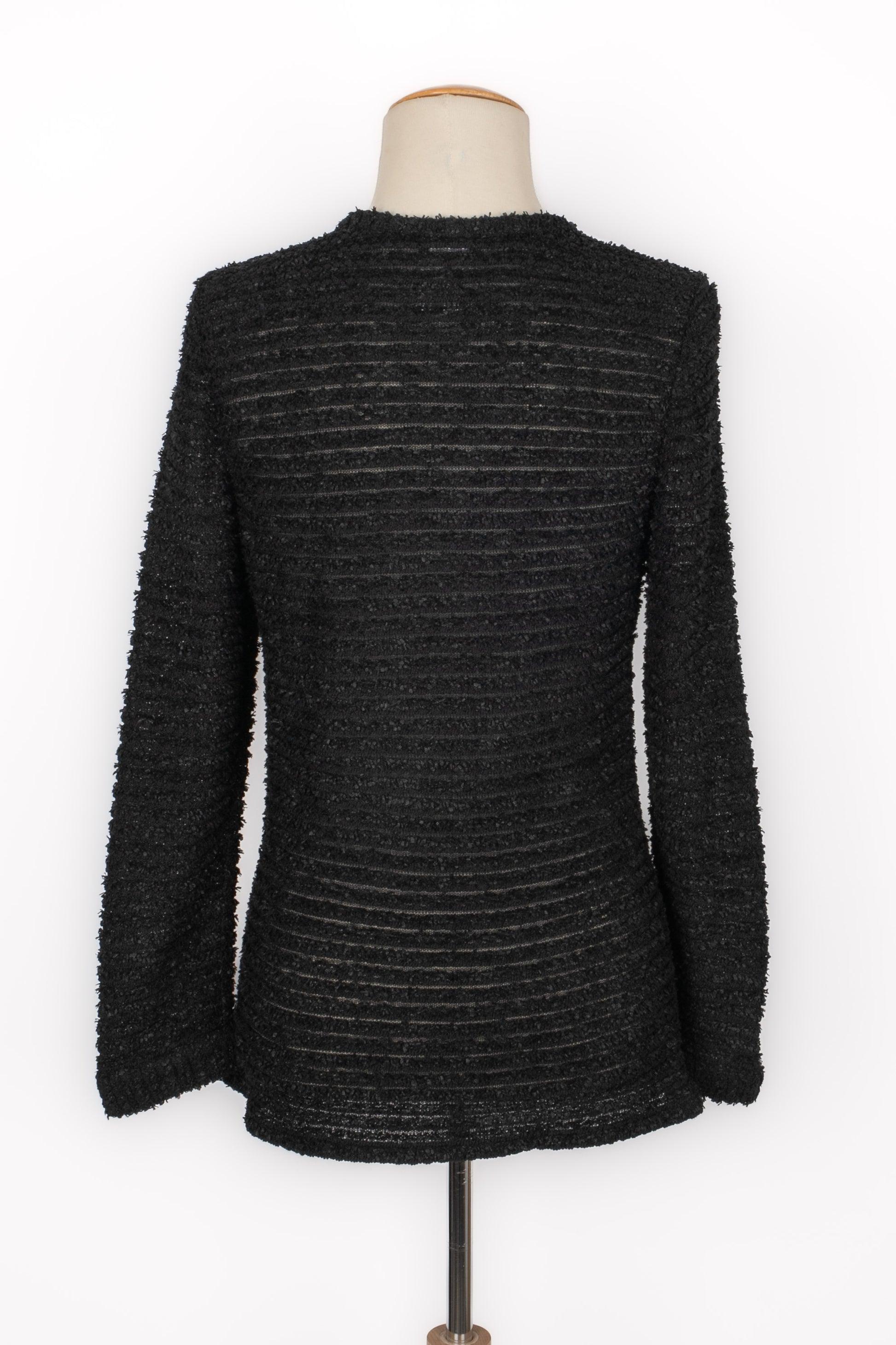 Chanel Black Tweed Long-Sleeved Top In Excellent Condition In SAINT-OUEN-SUR-SEINE, FR
