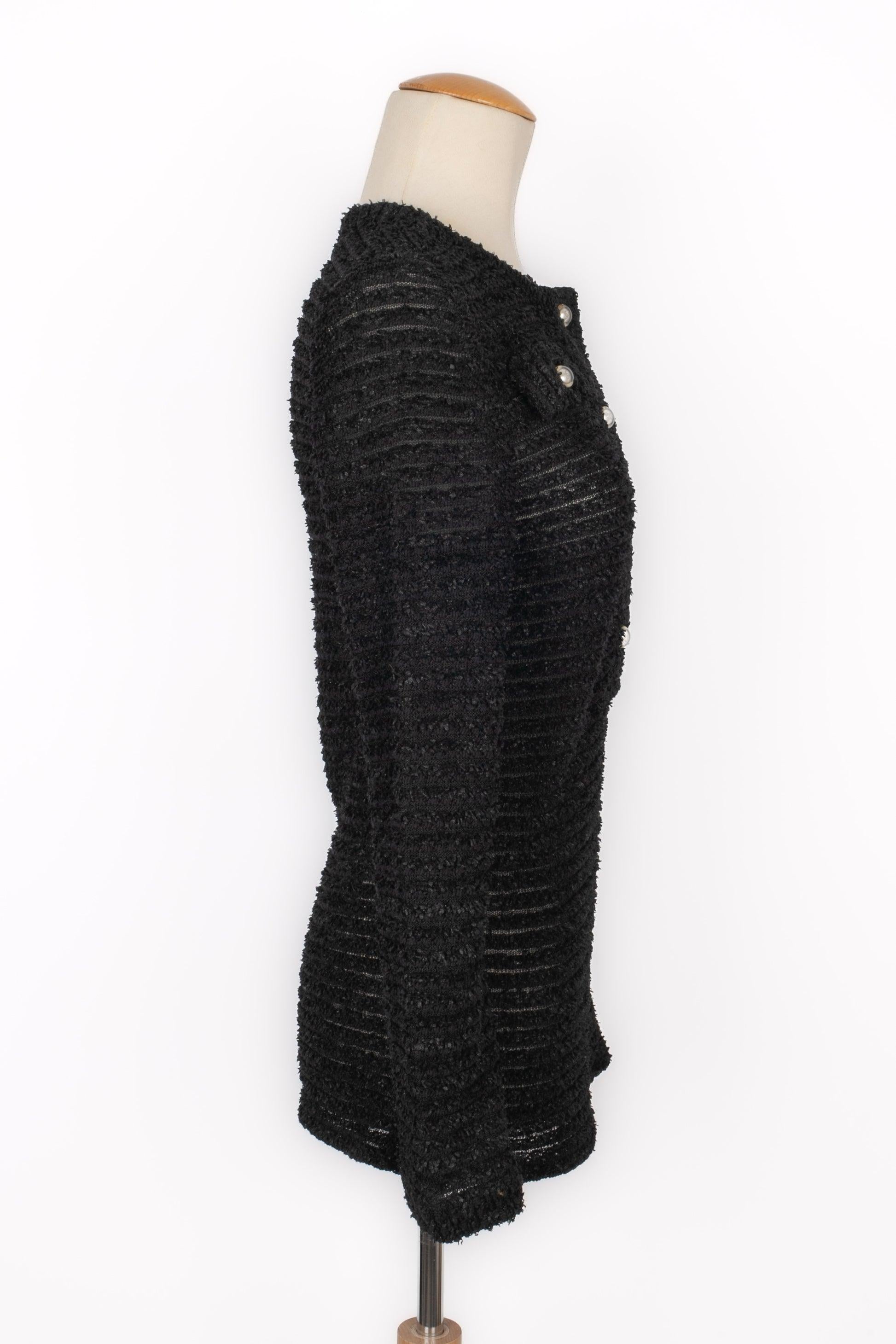 Women's Chanel Black Tweed Long-Sleeved Top