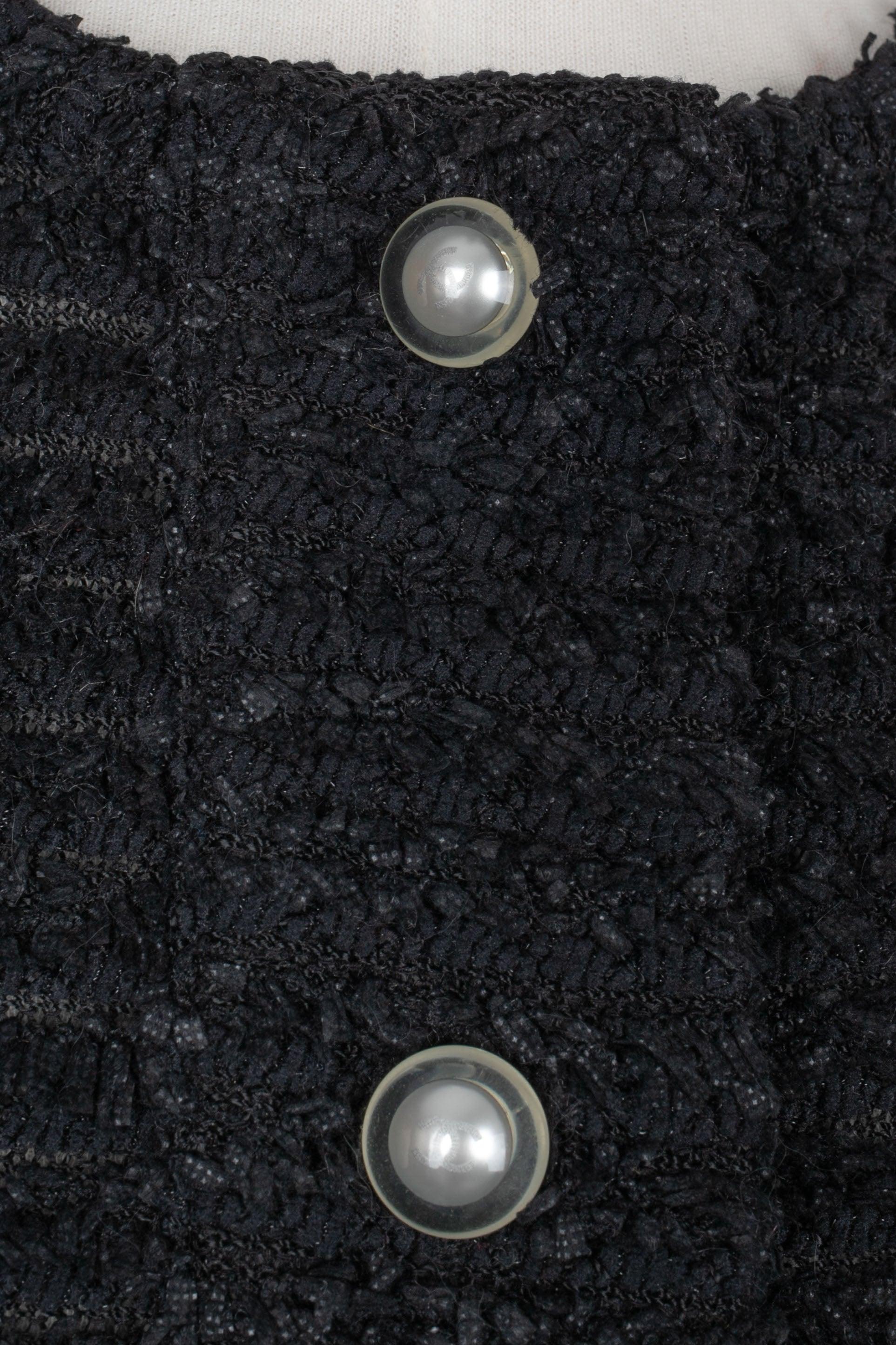 Chanel Black Tweed Long-Sleeved Top 2