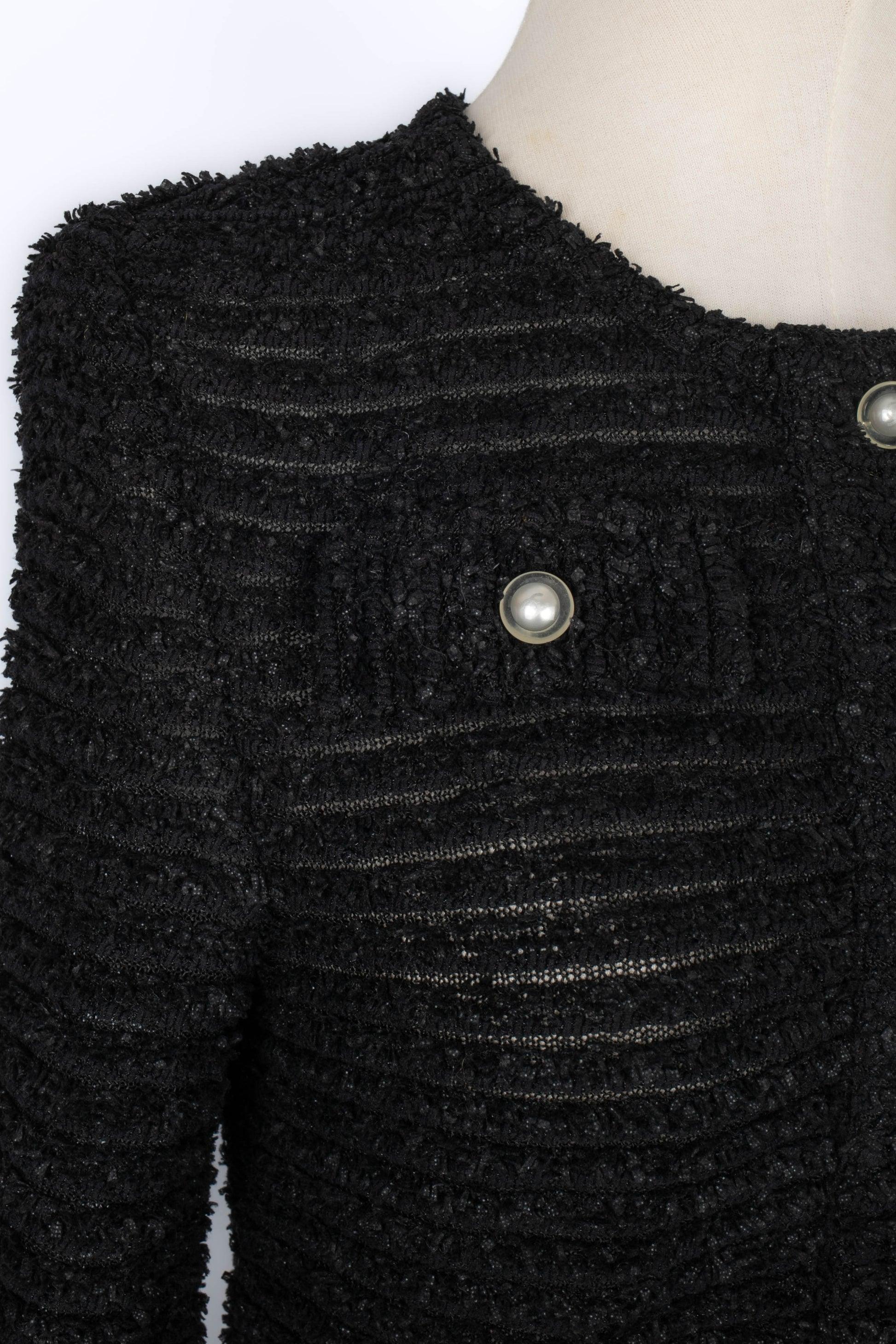 Chanel Black Tweed Long-Sleeved Top 3