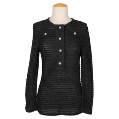 Chanel Black Tweed Long-Sleeved Top