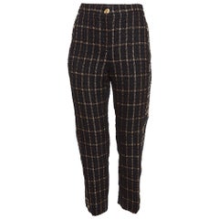 Chanel Black Tweed Lurex Side Trim Capri Pants S