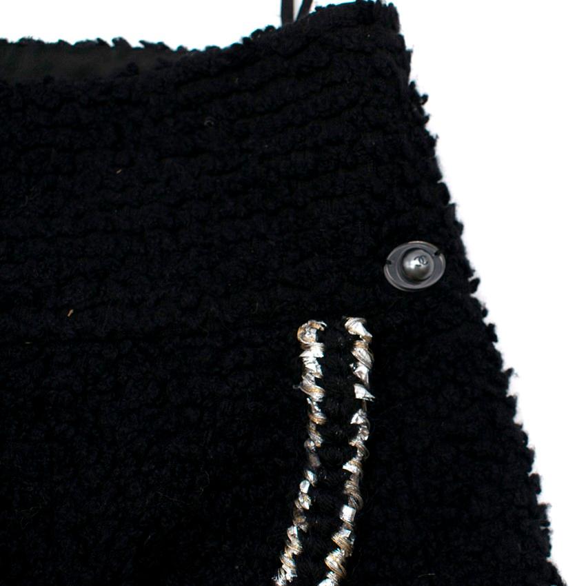 Chanel Black Tweed Metallic Trim Wrap Skirt - Size US 6 1