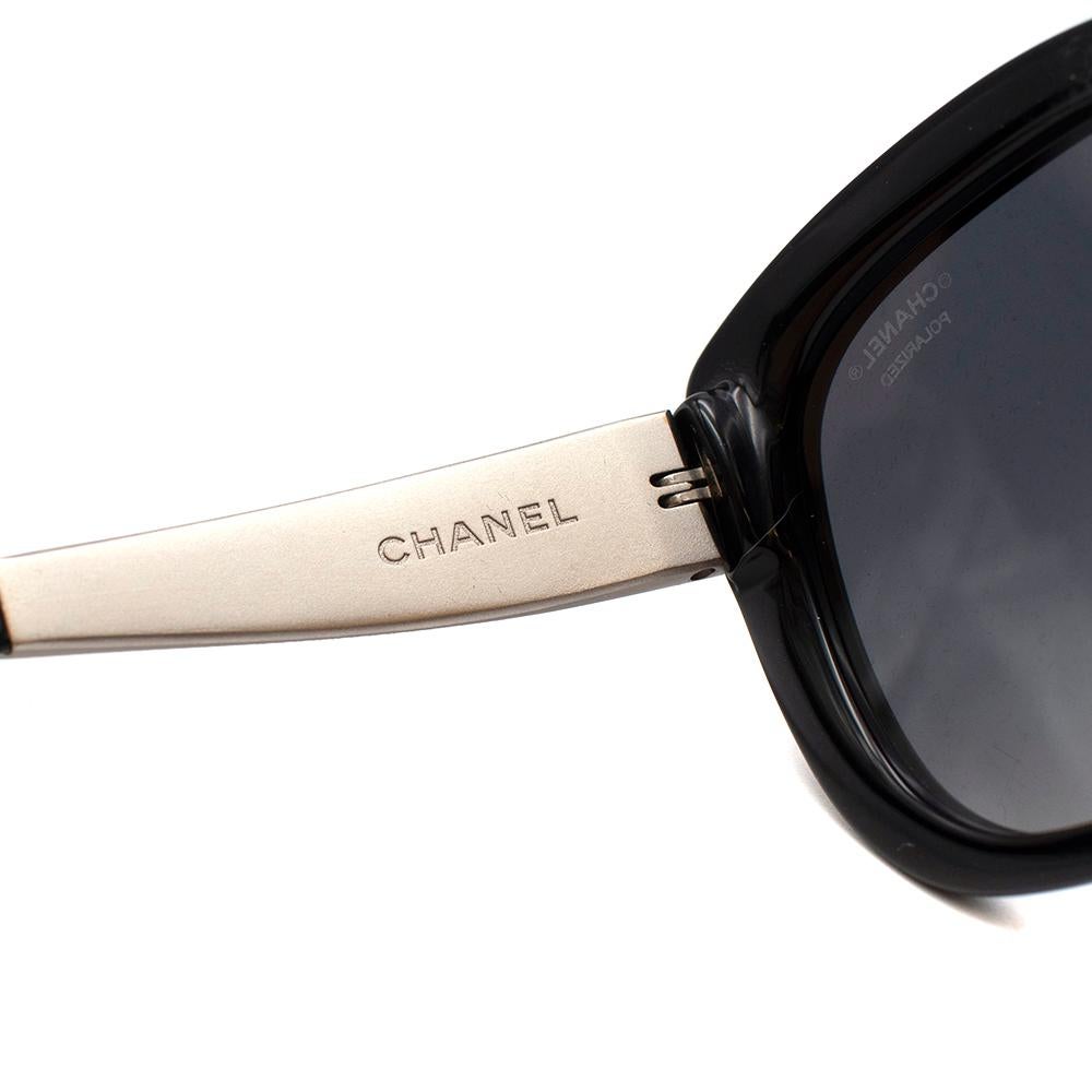 Chanel Black Tweed Print Oversize Sunglasses 6