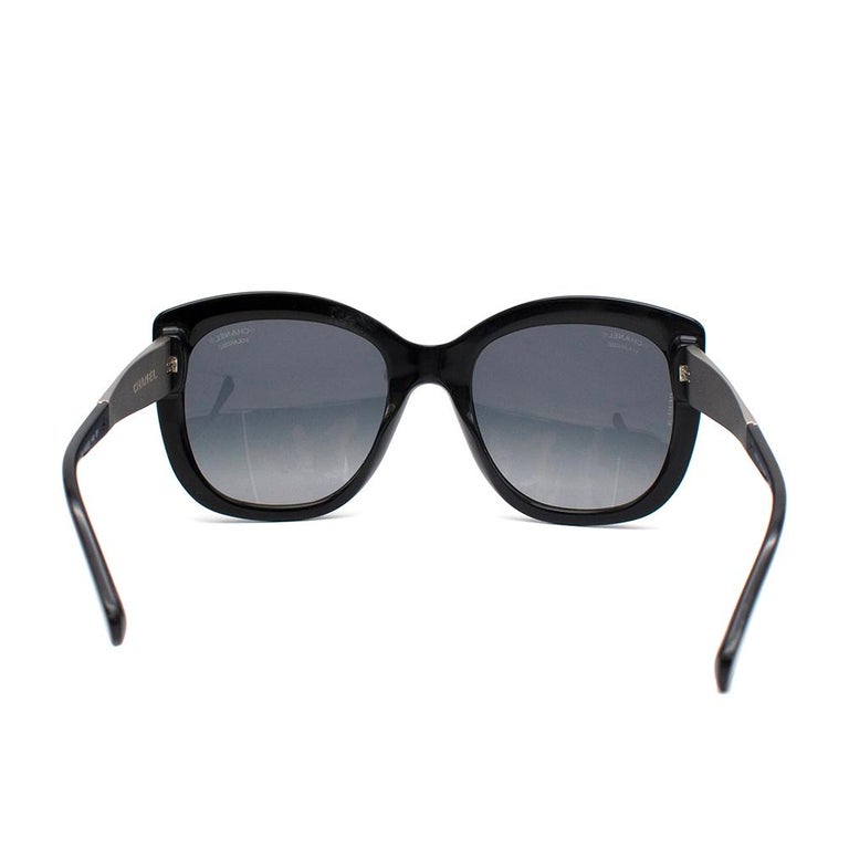 Chanel Black Tweed Print Oversize Sunglasses at 1stDibs