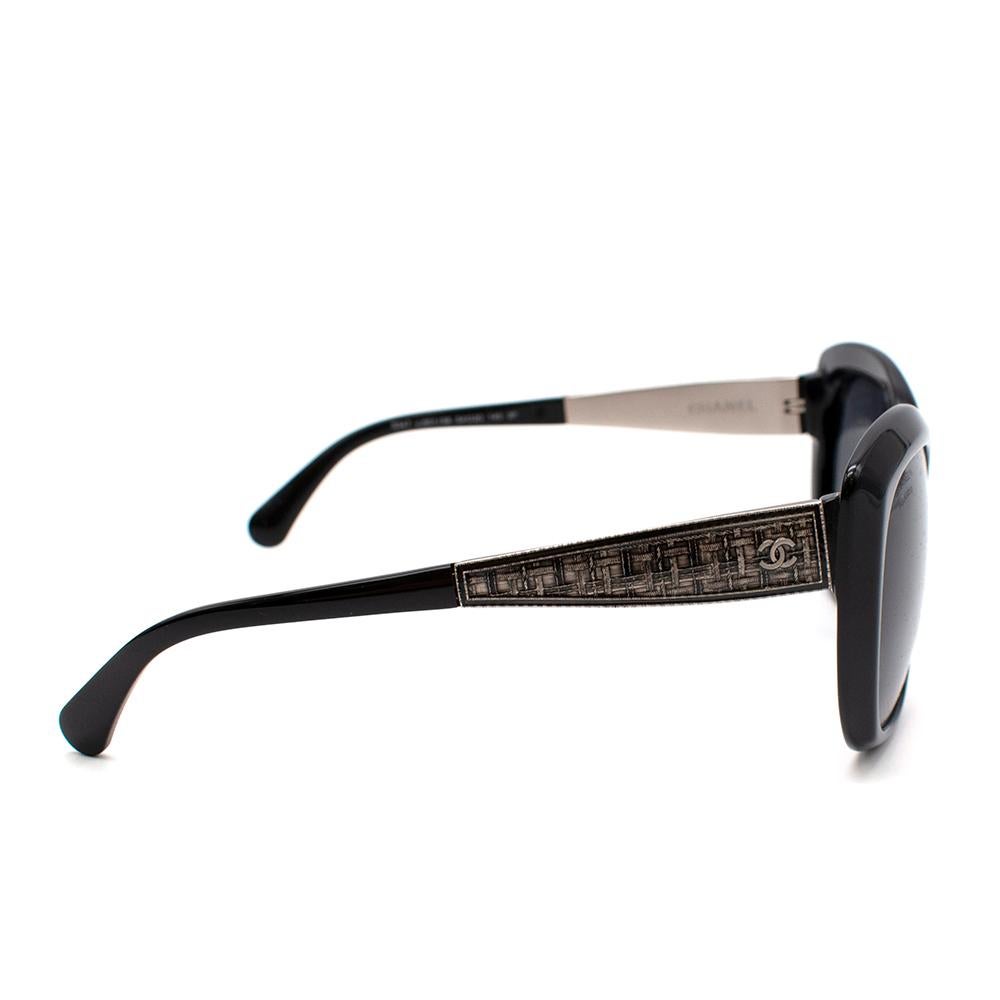 Chanel Black Tweed Print Oversize Sunglasses 1
