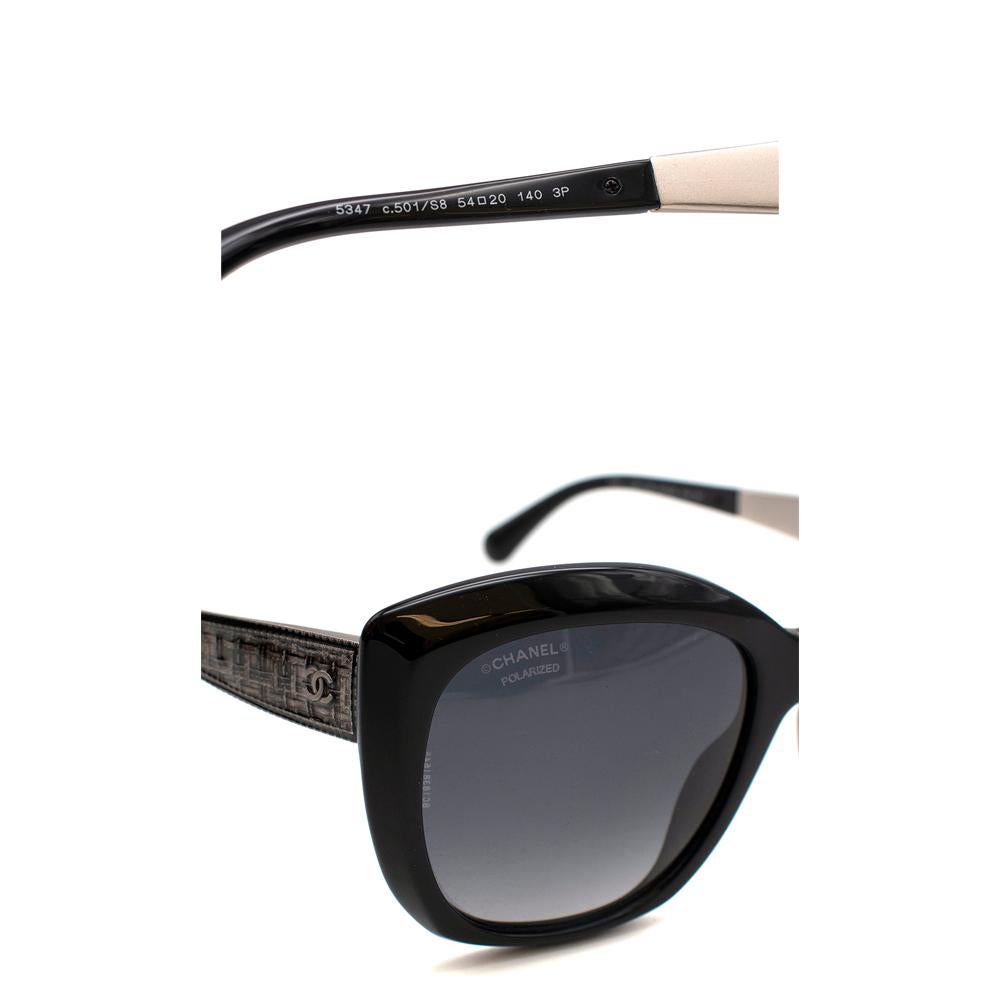 Chanel Black Tweed Print Oversize Sunglasses 3