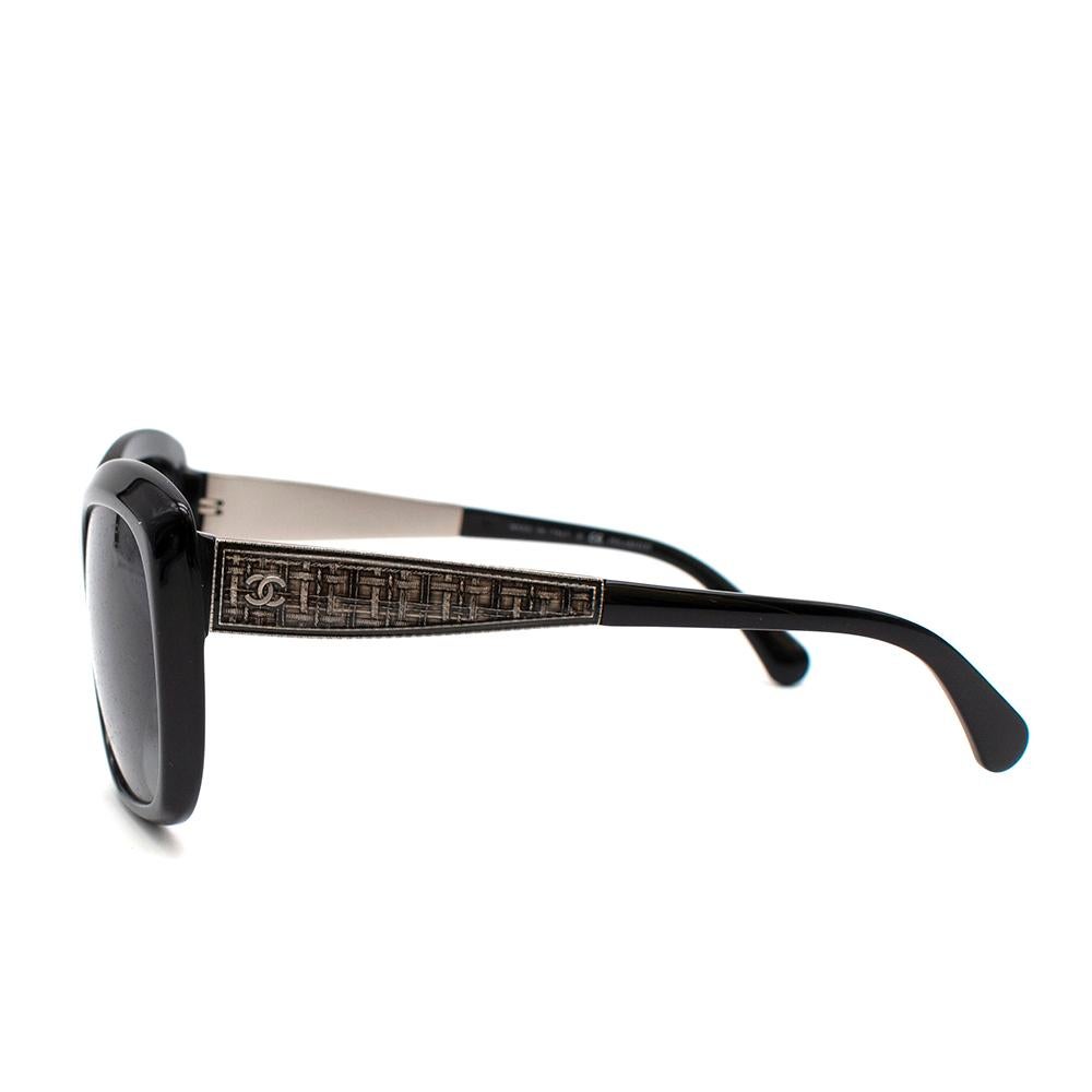 Chanel Black Tweed Print Oversize Sunglasses 4