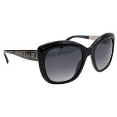 Chanel Black Tweed Print Oversize Sunglasses
