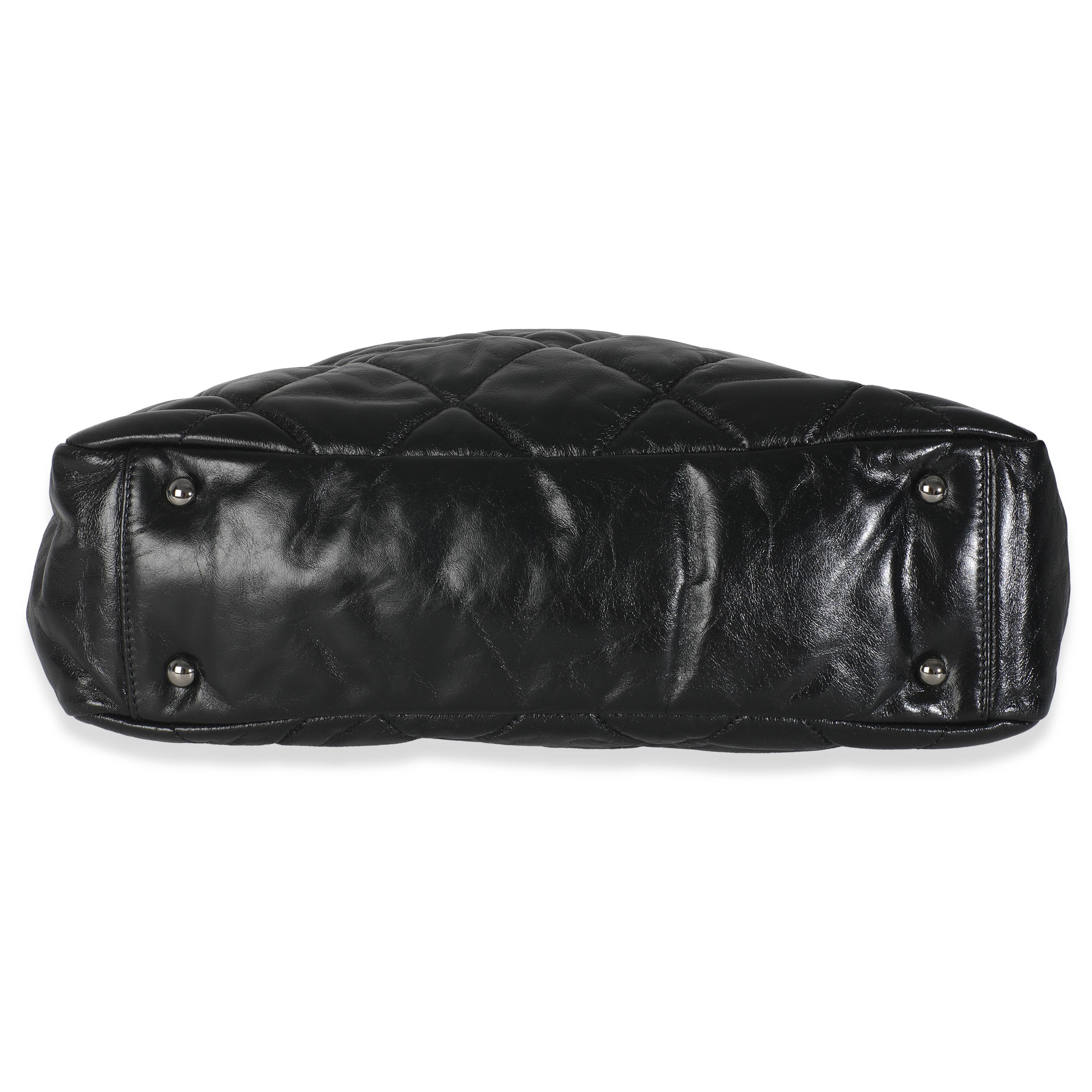 Chanel Schwarzes Tweed gestepptes Kalbsleder Portobello Frame Tote für Damen oder Herren im Angebot