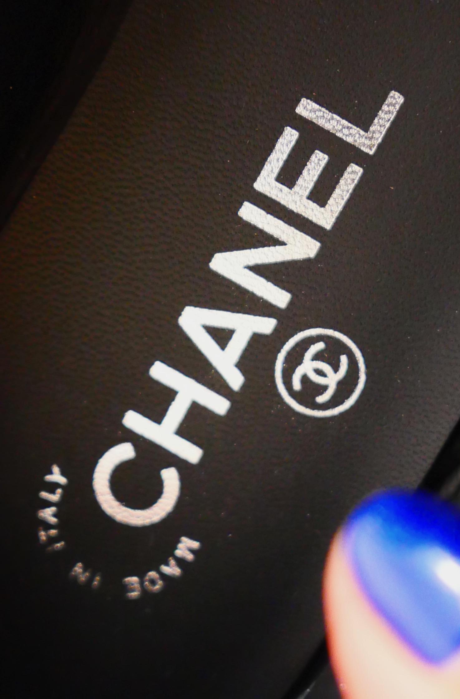 Chanel Black Tweed Sequin CC Toe Ballet Flats For Sale 4