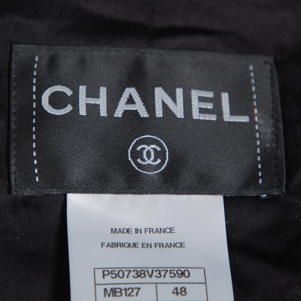 Chanel Black Tweed Sequin Embellished Button Front Jacket XL 3