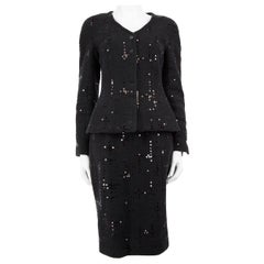 Chanel Black Tweed Sequinned Co-ord Set Size L
