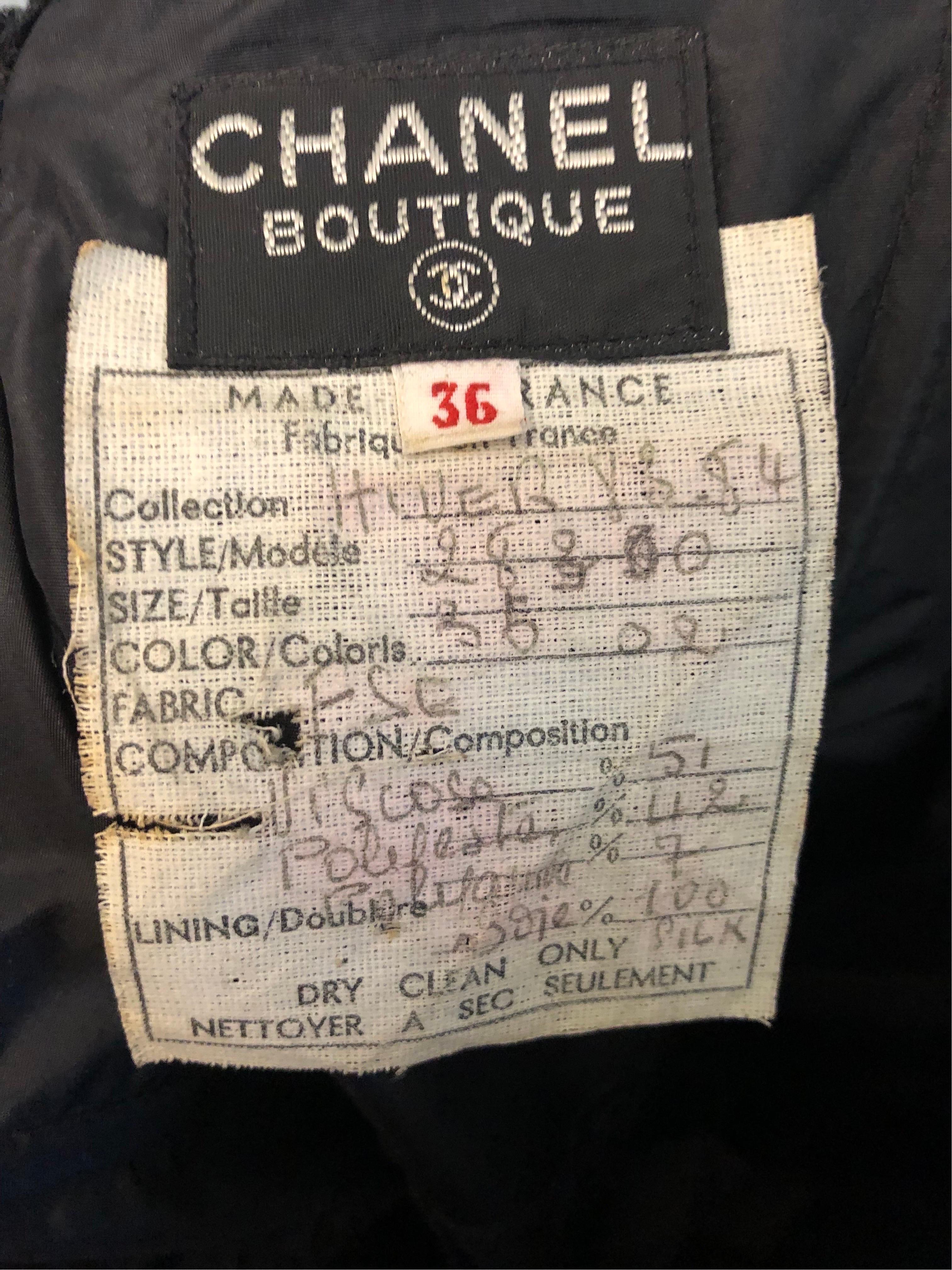 Chanel vestido de noche tubo negro de lentejuelas tweed en venta 2