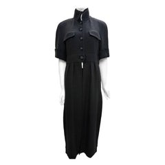 Giacca lunga a maniche corte in tweed nero Chanel