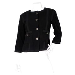 Chanel Black Tweed & Silk Lined Cropped Sleeve Jacket