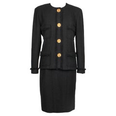 Chanel Black Tweed Skirt Suit