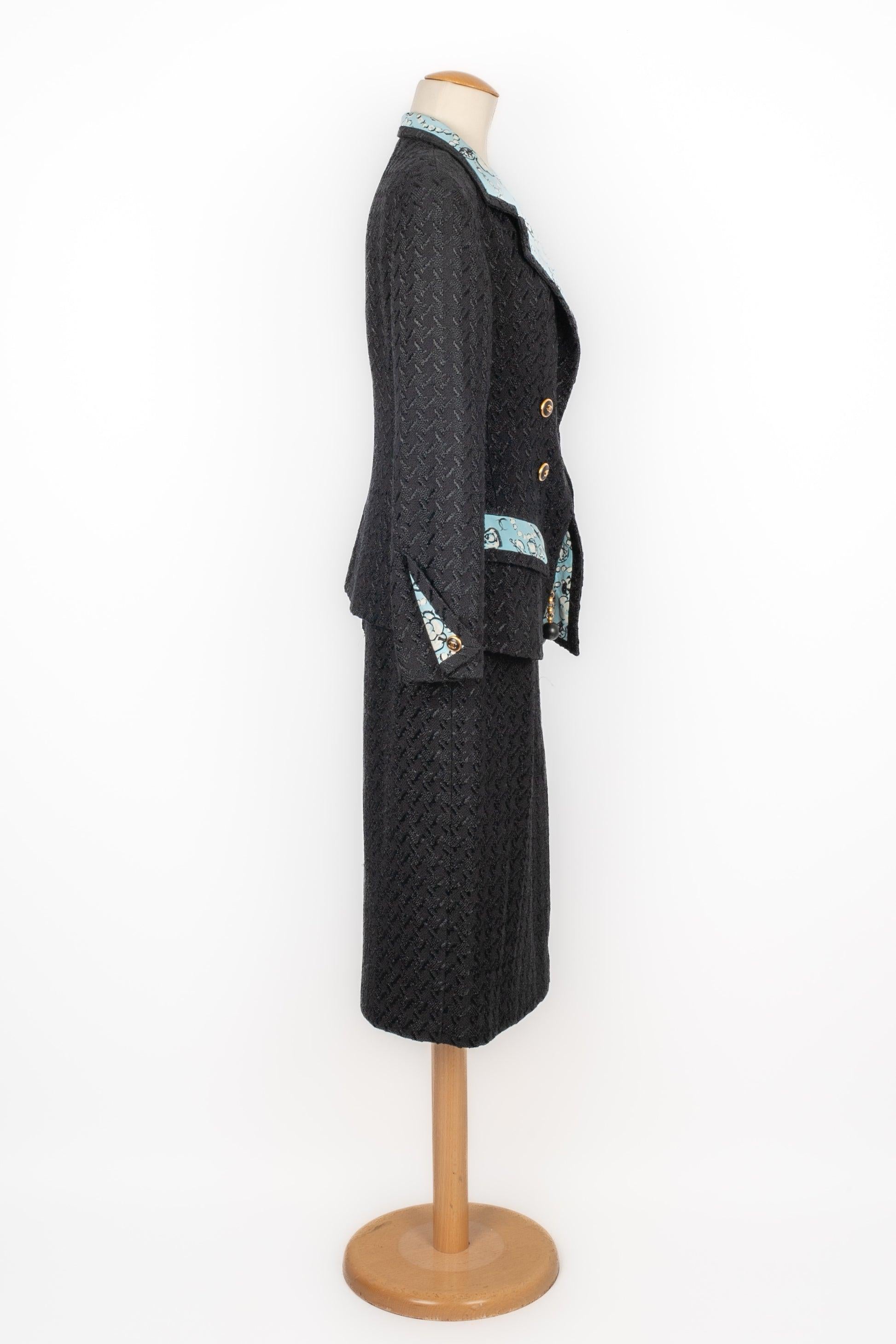 Women's Chanel Black Tweed Skirt Suit Spring, 1993 For Sale