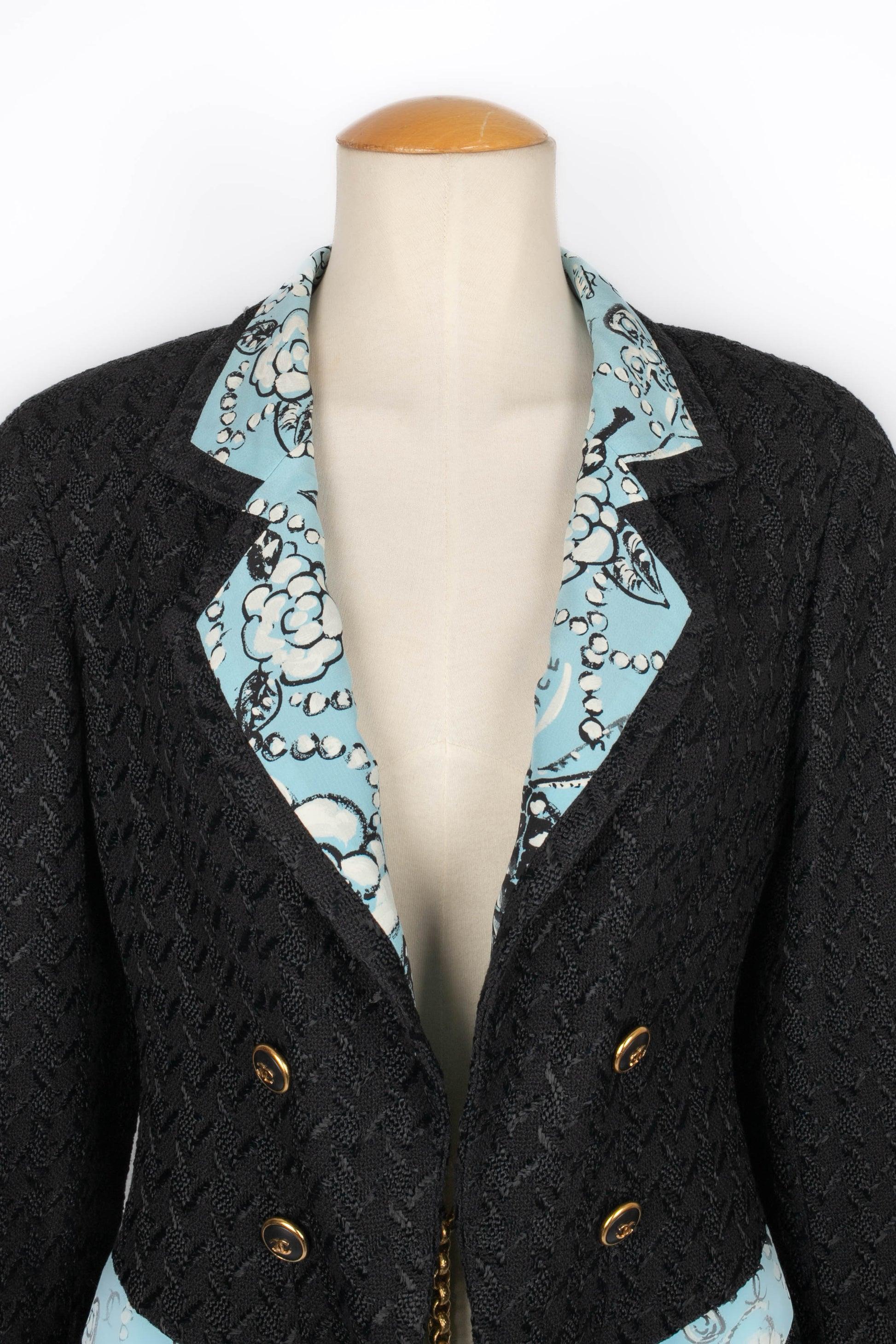 Chanel Black Tweed Skirt Suit Spring, 1993 For Sale 1
