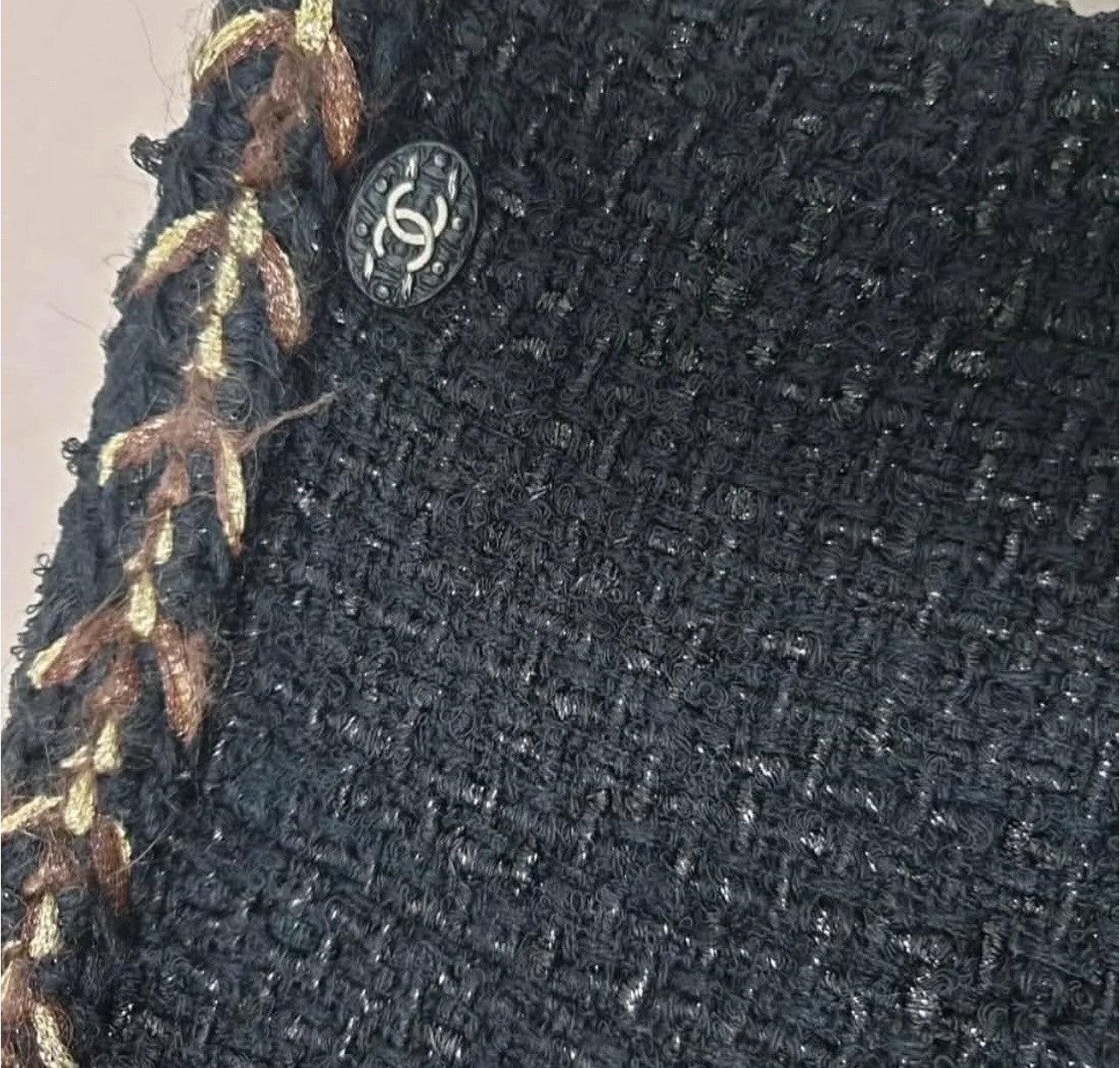 Donna Gonna Chanel in tweed nero Sz. 46 in vendita