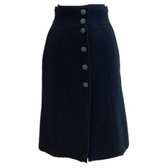 Chanel Black tweed skirt this CC logo
